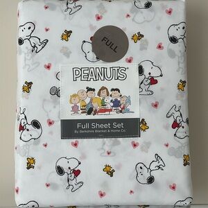 NEW Berkshire Peanuts Love Snoopy Valentines Full Size Sheet Set white